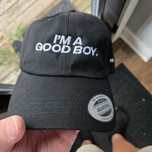 Black Cap with White Embroidery